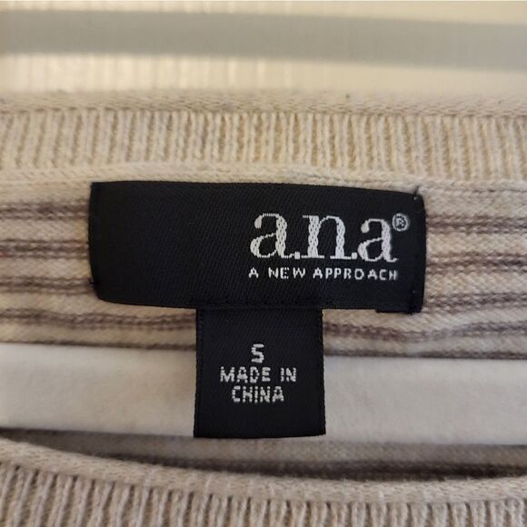 A.N.A. brown/tan striped long-sleeved lightweight sweater - Picture 4 of 6